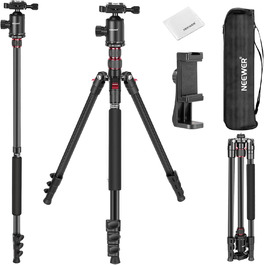 Штатив NEEWER 77' з моноподом: алюмінієвий, для DSLR та смартфонів, з кульковою головкою 360° та QR-пластиною, портативний, витримує до 15,4 кг