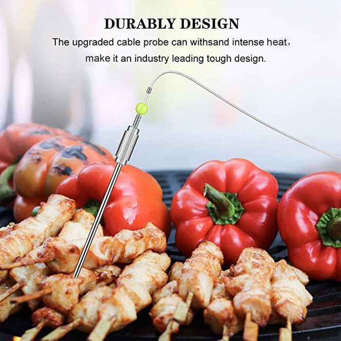 Uzone Wireless Meat Thermometer, Digital Bluetooth Thermometer with APP 100m Remote Monitoring, Grill Thermometer for Smoker Roasting BBQ Oven Thermometer, LCD Backlit Screen, 4 Probes (Probe)
