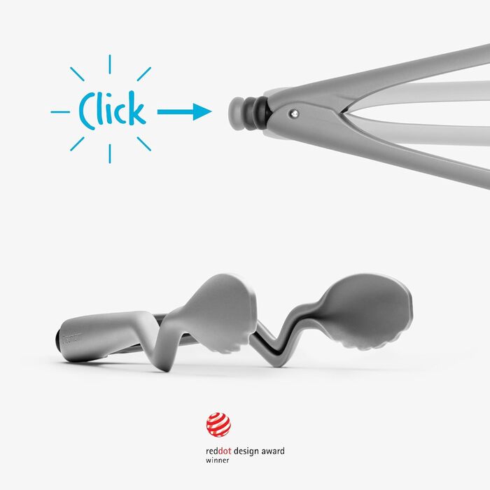 Dreamfarm CLONGS Kitchen Tongs | Stainless Steel and Silicone | 23 cm | Tongs for the Kitchen with Closure | For Placing and Resting on Surfaces or the Pan | Dishwasher Safe | Heat Resistant up to 260°C (Gray, 26.7 cm (10.5 inches))