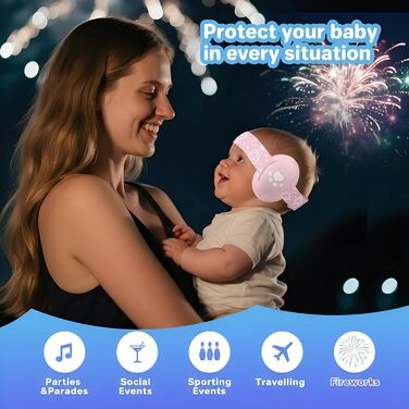 Навушники для захисту від шуму для немовлят, 25db, з шумопоглинанням, для дітей до 36 місяців, рожеві