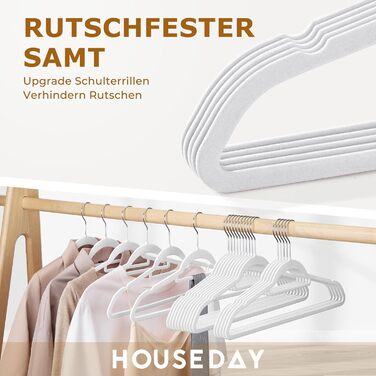 Набір вешалок для одягу House Day, 30 шт., велюрові, преміум-якість, обертаються на 360°, для сорочок, костюмів, светрів, штанів