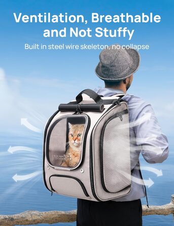 Плед-рюкзак для кота Pecute з сіткою, дихаючий та легкий, 42x32x26 см, хакі