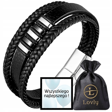 Чоловічий шкіряний браслет Premium: елегантний стиль, чорна сталь 316L