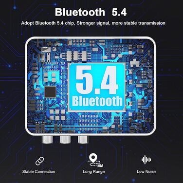 OQIMAX Bluetooth 5.4 Передавач/Приймач: 3-в-1 Bluetooth адаптер з AUX/RCA/Оптичним виходом, підтримка TF-картки та USB, для TV, стереосистеми, низька затримка, чорний