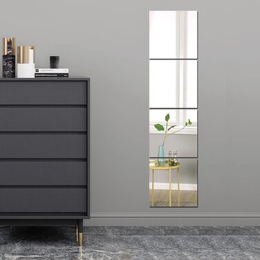 Акрилові дзеркала наклейки на стіну, 35 x 35 см, 4 шт., Плексиглас, Небитливі, Самоклеючі, для монтажу на стіну, Великі, для домашніх тренувань, фітнес-залу, оздоблення плитки