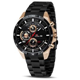 Годинник чоловічий OFFCUP з датою, кварцовий хронограф, водонепроникний, з нержавіючої сталі, для бізнесу та повсякденного носіння (рожеве золото/чорний)