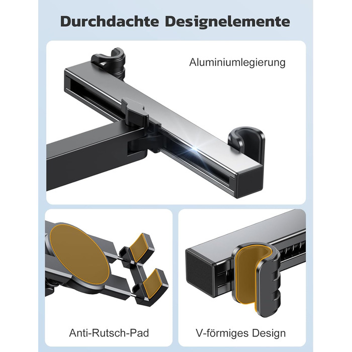 Тримач для планшета в авто, висувний кріплення, поворот на 360° - сумісний з iPad, iPhone, Galaxy Tab та іншими пристроями 4.7-12.9 дюймів