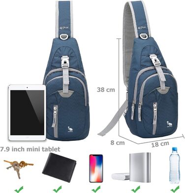 Чоловіча нагрудна сумка Olwas – спортивна, для фото, на плече, для подорожей (синій/сірий)