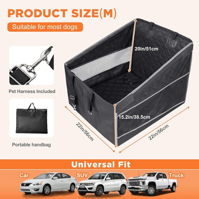 Крісло для собак у машину Gimars, посилена стабільність, великі та середні породи, водонепроникне, з ременями безпеки