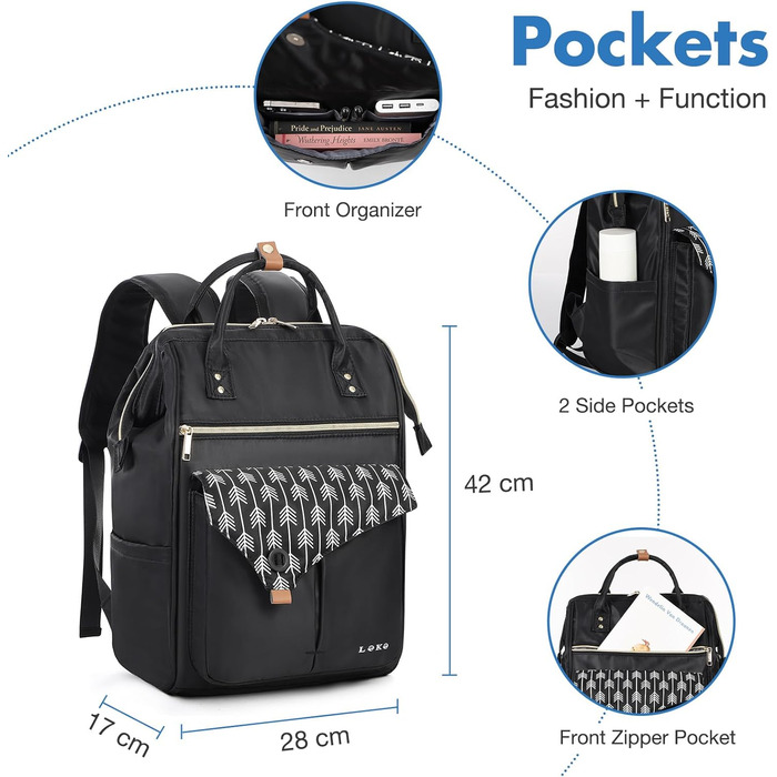 Рюкзак Lekesky для жінок: шкільний, з відділенням для ноутбука 15.6