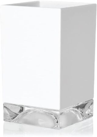 Kartell Boxy Toothbrush Holder, Plastic, Transparent, 7 x 7 x 12 cm (Toothbrush Holder, White)