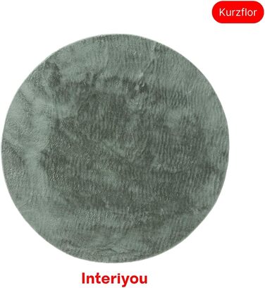 Килимок для вітальні Interiyou Fargo 80x150 см - короткий ворс, миючий, нековзний, штучне хутро, м'який ворс (зелений)