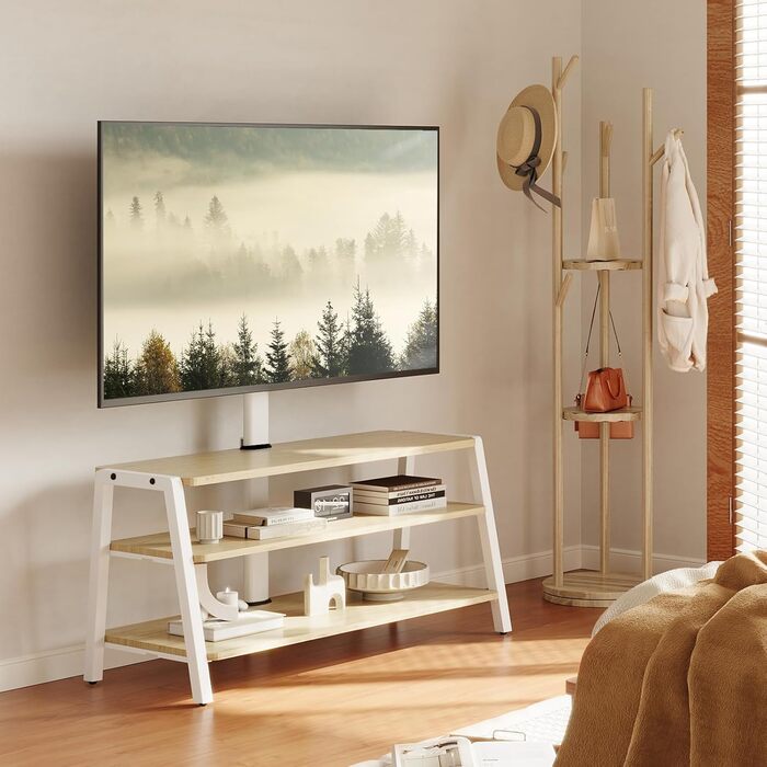 FITUEYES TV Stand with Mount - Adjustable Height Wood TV Console for 37-70 Inch TVs (VESA 600x400)