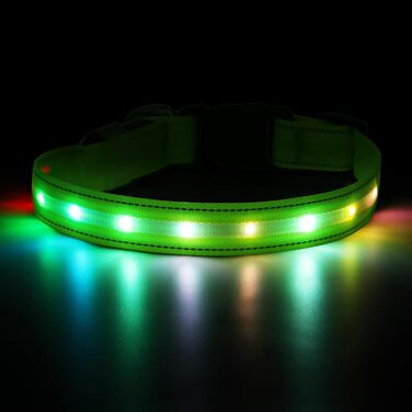 Світлодіодна нашийник для собак Feycig з USB-зарядкою - водонепроникний, регульований, 3 режими, для малих, середніх та великих собак (світло-зелений, M(38-50см))