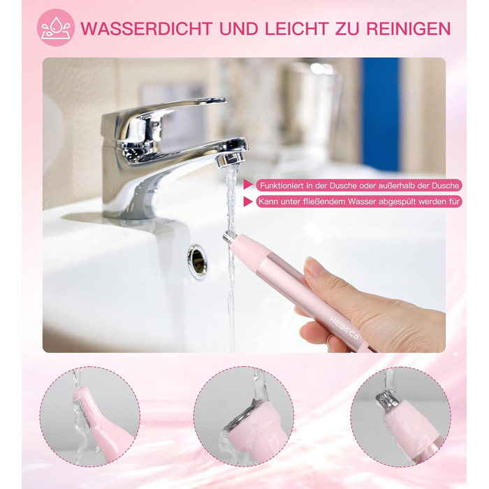 Електричний тример для обличчя для жінок 3-в-1: тример для брів, волосся на обличчі, носа. Бездротовий, вологостійкий, рожевий