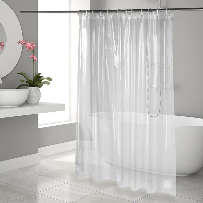 Шторка для душу OTRAKI 200x200 см, антигрибкова, EVA, прозора, без ПВХ, екологічна, 12 кілець