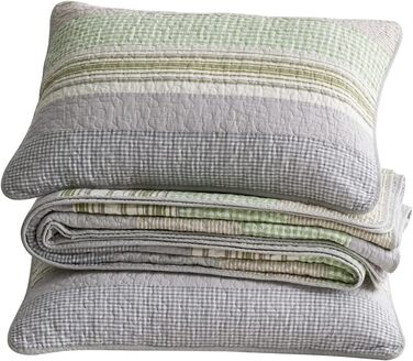 Комплект ковдр Chezmoi Collection Quinn: 3 шт., Патчворк, Квіт Hibiscus, Смугастий, Бавовна, Легкий, Змінний, Розмір Queen