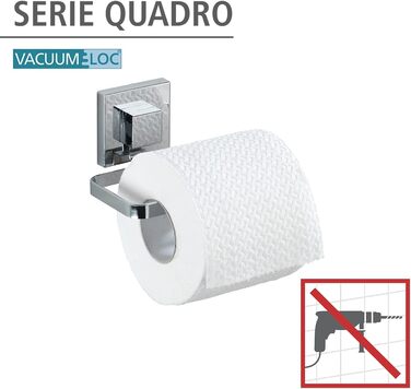 Тримач для туалетного паперу WENKO Vacuum-Loc Quadro, настінний, без свердління, нержавіюча сталь, сріблястий глянець, 14 x 6 x 11 см