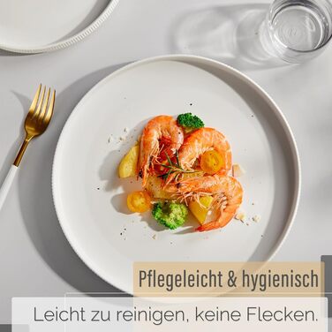 Набір посуду Jiwoo для 4 осіб (12 предметів): тарілки, супові миски, десертні тарілки - Bone China, сучасний дизайн, безпечно мити в посудомийній машині та використовувати в мікрохвильовці