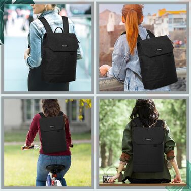 Women's Rucksack, Daypack Women's Waterproof Backpack with 15.6-inch Laptop Compartment & Anti-Theft Bag for Trips, University, School & Office - 16L (Black)