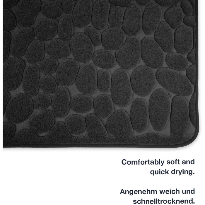 Memory Foam Bathroom Rug - Non-Slip Washable & Quick-Drying Bath Mat - 50x80 cm Black