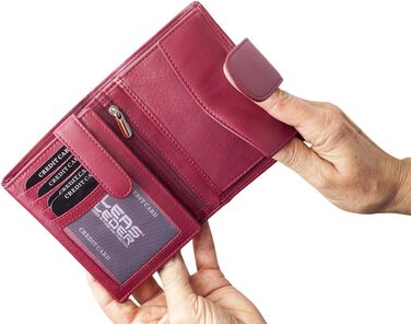 LEAS Women's and Men's Card Holders with Outer Flap in Portrait Format, Genuine Leather, Red Special Edition, Red, 12.5x9cm