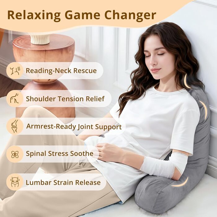 Підкова для читання Sasttie, плюшеве спинне крісло для ліжка, спинка для дорослих, з підлокітниками для дивану, софи та підлоги, ідеально для гуртожитків, аксесуар для читання, темно-сірий, стандартний розмір