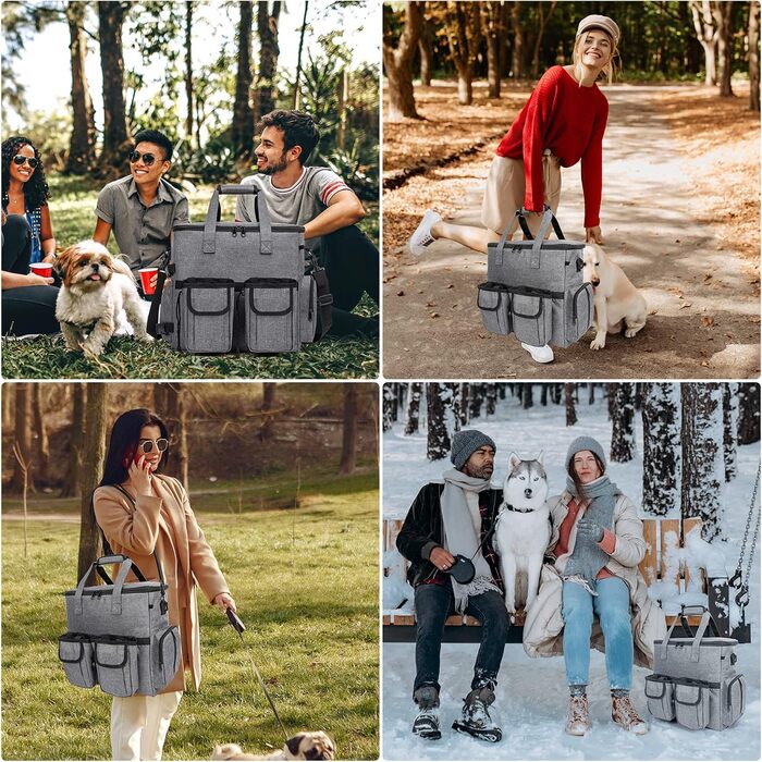 Чемодан для собак та котів Modoker: органайзер для подорожей з підстилкою, 2 миски, 2 контейнери для корму, темно-сірий