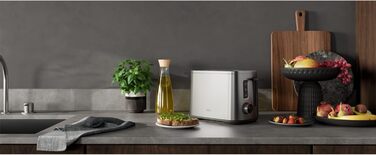 Тостер AEG T5-1-4ST Deli 5 з 7 режимами, таймером, функціями стоп, розморожування, підігріву, автоматичним центруванням, корпусом Cool-Touch, широкими слотами, піддоном для крихт, нержавіюча сталь