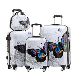Набір валіз Beibye Butterfly 2060 TSA: 4 валізи (XL-75cm, L-66cm, M-56cm, Beautycase)