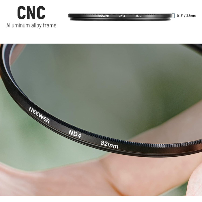 Набір нейтральних фільтрів Neewer ND2, ND4, ND8, ND16 для Canon, Nikon, Sony, Panasonic, DSLR (82mm)