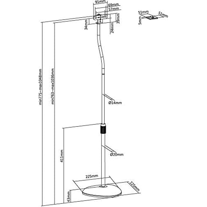 Підставки для акустики - 2 шт. Universal для сателітів/Surround Boxen, чорні, до 4.5 кг, HALTERUNGSPROFI S05
