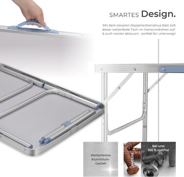 Складний алюмінієвий стіл Tectake для кемпінгу, саду, балкону 75x55x68 см