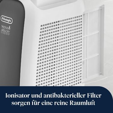 Зволожувач повітря De'Longhi Tasciugo AriaDry Light - портативний, з іонізатором, 16л/день, сушка білизни, сірий (DNS65)