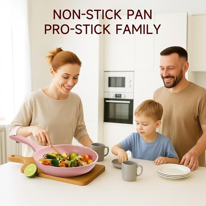 Набір посуду JEETEE 23 шт. з антипригарним гранітним покриттям, для всіх плит (індукція), з кришками, рожевий (ідеально як подарунок на новосілля)