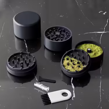 Ceramic Grinder Crusher Non-Stick | 3-piece | Nano ceramic coated herb grinder with razor-sharp grinding mechanism | Ø 62 mm | includes pollen scraper, brush, and mouthpiece (Anthracite)