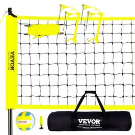 VEVOR Adjustable Height Volleyball Net Set - Portable Beach Volleyball Net for Outdoor Play - Includes Volleyball & Carry Bag - Perfect for Garden, Beach, Lawn