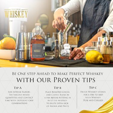 Набір для виготовлення віскі: набір для віскі, подарунок для чоловіків, набір для коктейлів, з каменями для віскі, бурбон, з скляними пляшками та пробками