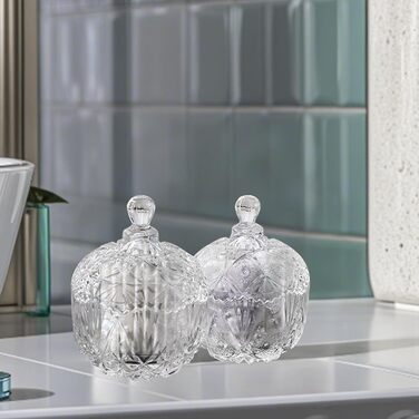 Контейнер для ватних паличок та дисків 2 шт. Прозорий скляний органайзер для ванної кімнати та туалетного столика