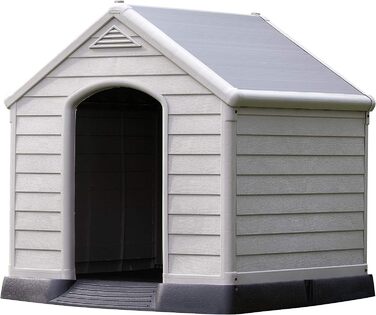CURVER Dog House - Gray, Waterproof & UV Resistant - Recycled PVC - Large Dog Size - 95x99x99cm