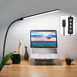 LED лампа для столу Homefire: регульована, чорна, з 3 кольорами та 5 рівнями яскравості, USB, для офісу та навчання