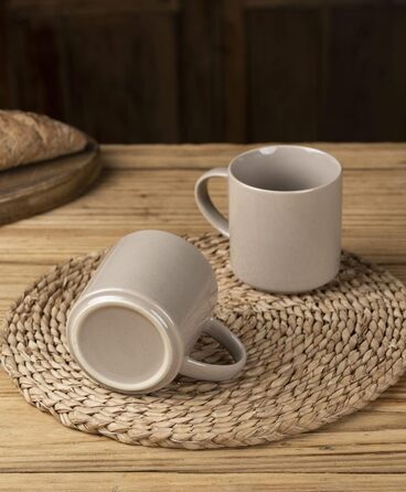 Набір посуду Nebula для 6 осіб, 18-кількісний набір тарілок та наборів мисок, набір посуду з розпиленням з каменю, сервіз, підходить для мікрохвильової печі та посудомийної машини, колір кориця (набір чашок 6x, об'єм 355мл)