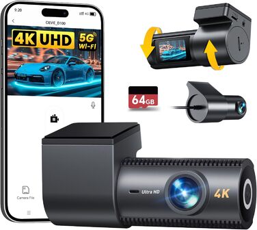 Відеореєстратор CIEVIE 4K+1080P з двома камерами, WiFi, IPS дисплей 1.5