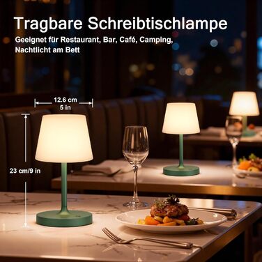 LED Настільна лампа бездротова акумуляторна з регульованою яскравістю та пам'яттю, сенсорна нічна лампа для спальні, кафе, вулиці (Зелена)