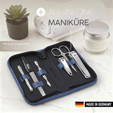 Набір для манікюру Solingen marQus: 6 предметів з нержавіючої сталі в м'якому кейсі з джинсової тканини