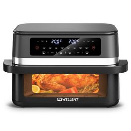 Аерофритюрниця WELLENT 12L Dual Zone XXL - 2950W з двома камерами (6+6L) з оглядовим вікном, функцією Match & Sync, нагадуванням про струшування, придатна для миття в посудомийній машині