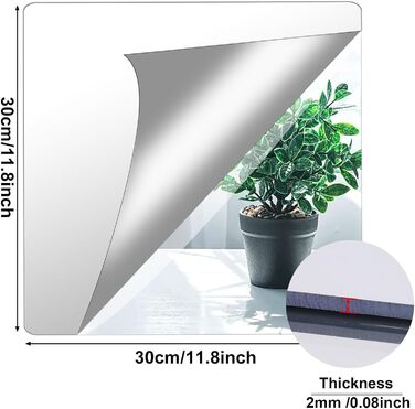 Самоклеючі дзеркальні наклейки Augshy (4 шт., 30x30 см) - гнучкі, акрилові, без рамки
