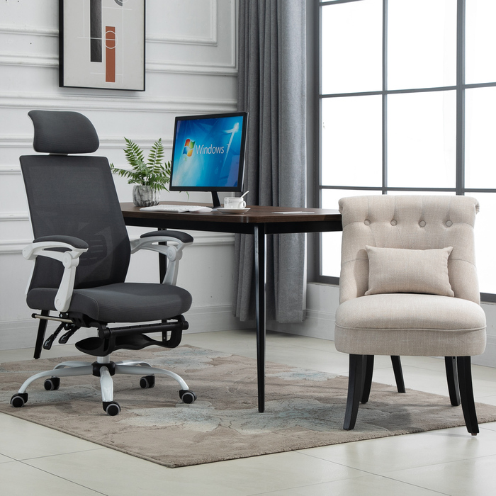 HOMCOM Cozy Upholstered Armchair with Backrest Cushion, Ideal for Reading and Relaxing, Linen-Look Fabric, 20.5 x 27.2 x 30.3 inches, Cream White