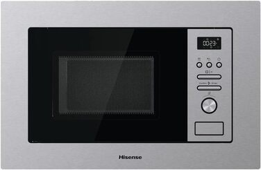 Вбудована мікрохвильова піч Hisense BIM320G41X, 1000 Вт, 20 л, нержавіюча сталь, 5 рівнів потужності, 15 програм, гриль, розморожування за часом/вагою