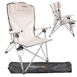 Крісло кемпінгове Dieckkiners Ehlin, сталеве, складне, з високою спинкою (3 положення), для балкона, саду, тераси, бежеве